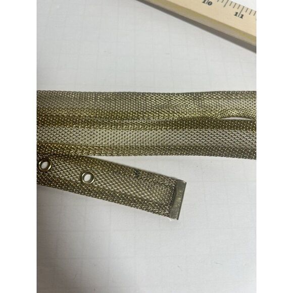 Rare VTG Y2k Metal Gold Tone Mesh Fly Bling Belt Sz L M 36" to 39"  Retro - Picture 3 of 6